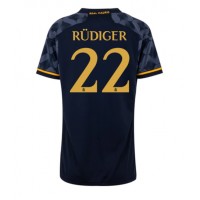 Camiseta Real Madrid Antonio Rudiger #22 Visitante Equipación para mujer 2023-24 manga corta